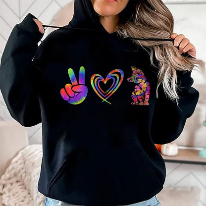 Cat Love Shirt, Funny Cat Lover Gift UnisexT-Shirt/Hoodie/Sweatshirt HLT00 - Peace Love Cats Funny Kitty Cat Lover T-Shirt (2)