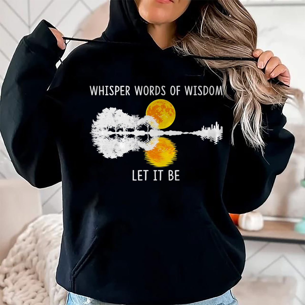 Guitar Lover Shirt, Funny Guitar UnisexT-Shirt/Hoodie/Sweatshirt HLT00 - Whisper Words of Wisdom Let It-Be Tshirt Guitar Lake Shadow T-Shirt
