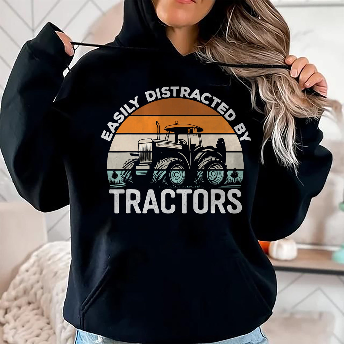 Best Farmer Life Shirt, Funny Farmer UnisexT-Shirt/Hoodie/Sweatshirt HLT00 - Farming Humor Easily Distracted By Tractor Farmer Mens T-Shirt