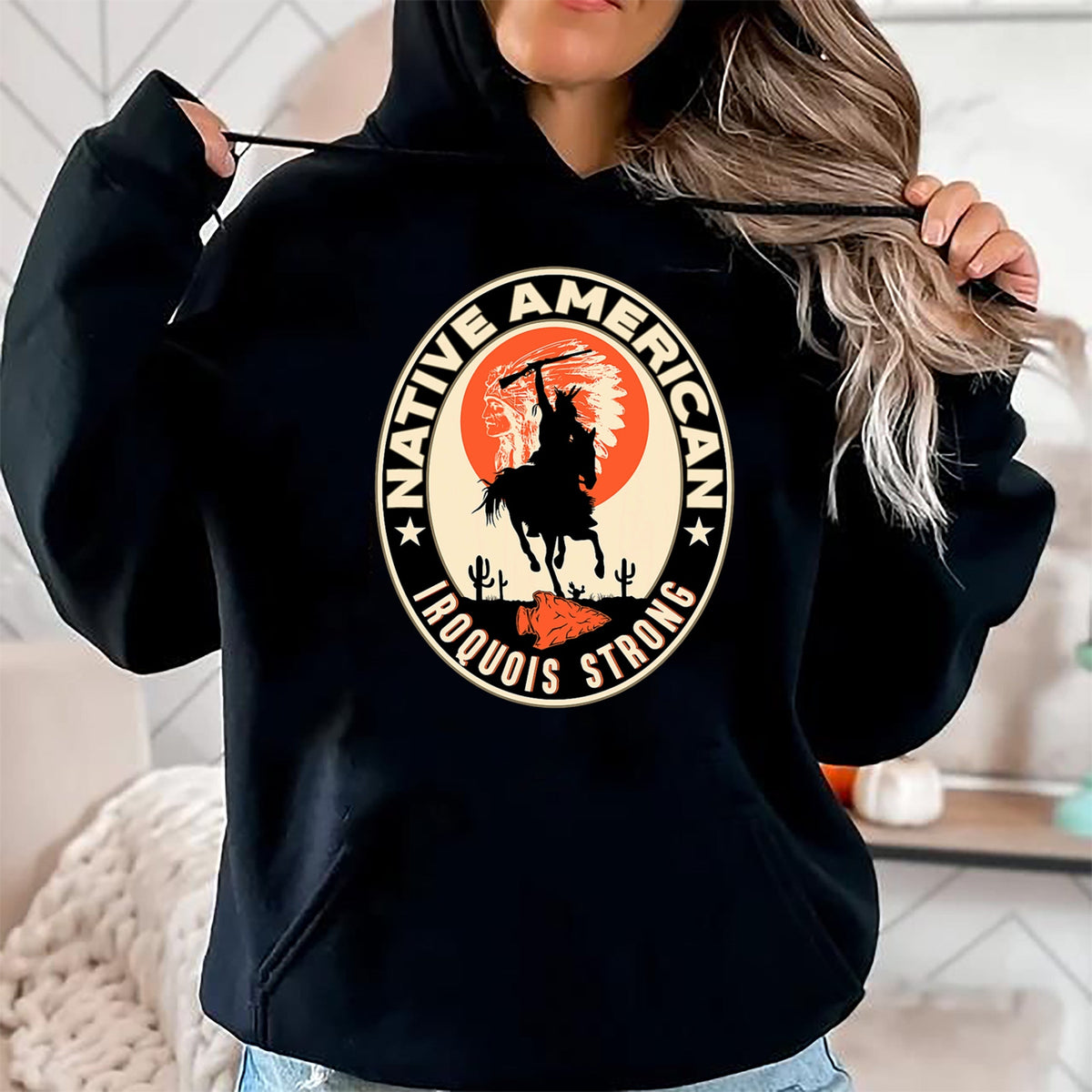 Native American T-Shirts, Vintage Native American Unisex T-Shirt/Hoodie/Sweatshirt HLT00 - Iroquois Tribe Native American Indian Strong Warrior Retro L
