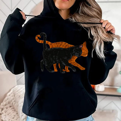 Cat Love Shirt, Funny Cat Lover Gift UnisexT-Shirt/Hoodie/Sweatshirt HLT00 - Black Cat Orange Cat Heart Tail Love T-Shirt