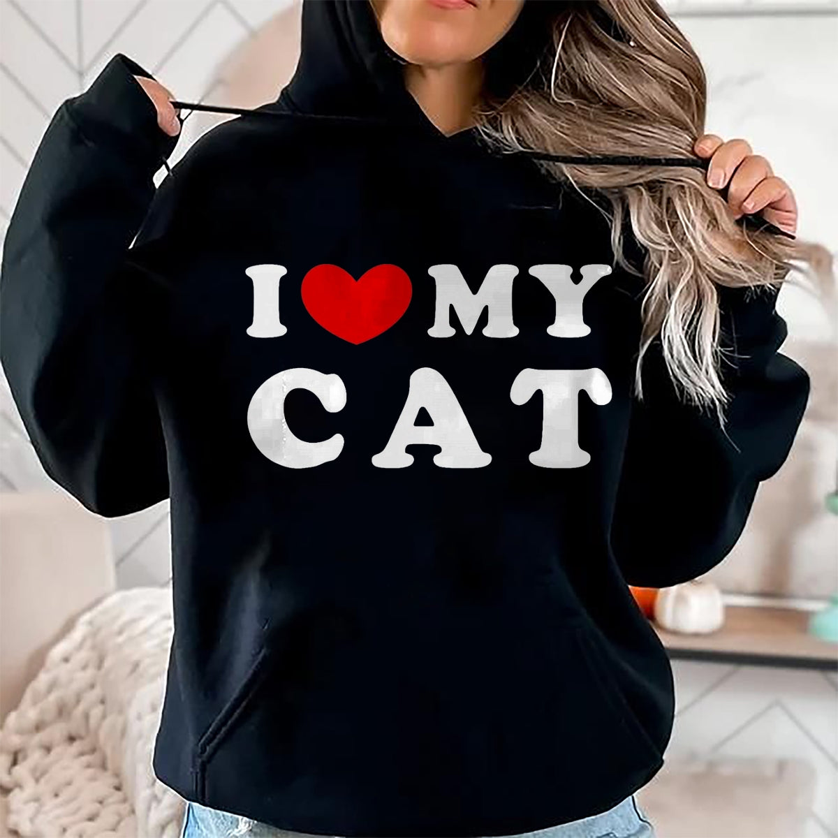 Cat Love Shirt, Funny Cat Lover Gift UnisexT-Shirt/Hoodie/Sweatshirt HLT00 - I Love My Cat, I Heart My Cat T-Shirt, Men, Black, 3X-Large