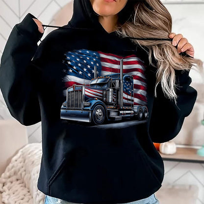Best Truck Driver Life Shirt, Funny Trucker UnisexT-Shirt/Hoodie/Sweatshirt HLT00 - Semi Truck Driver US Trucker USA Flag Patriotic 4th of July T-Shirt