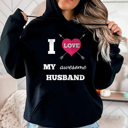 Best Wife Shirt, Wife and Husband Unisex T-Shirt/Hoodie/Sweatshirt HLT00 - I Love My Awesome Husband Shirt Heart & Arrow Cool Wife Tee T-Shirt (1)