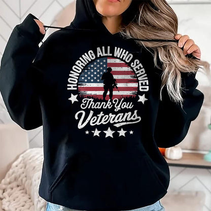 Proud Veteran Shirt, Funny Veteran UnisexT-Shirt/Hoodie/Sweatshirt HLT00 - Women_s Honoring All Who Served Thank You Veterans Day Memorial Day V-Neck T-Shirt