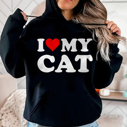 Cat Love Shirt, Funny Cat Lover Gift UnisexT-Shirt/Hoodie/Sweatshirt HLT00 - Red Heart I Love My Cat T-Shirt (1)