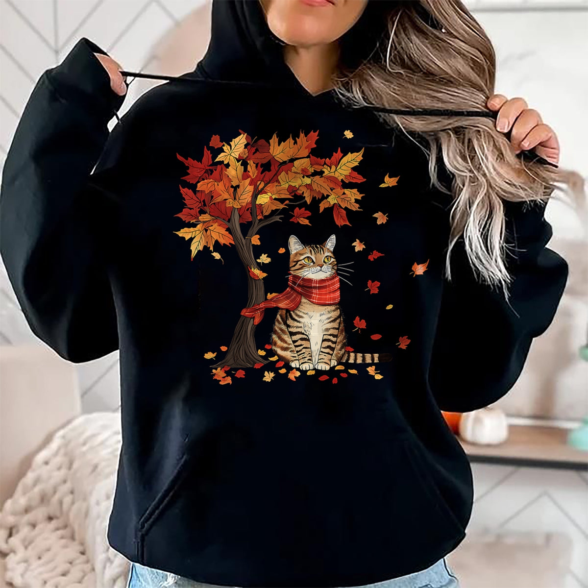 Cat Love Shirt, Funny Cat Lover Gift UnisexT-Shirt/Hoodie/Sweatshirt HLT00 - Cat Leaf Fall Tree Hello Autumn Thanksgiving It_s Fall Y_all T-Shirt