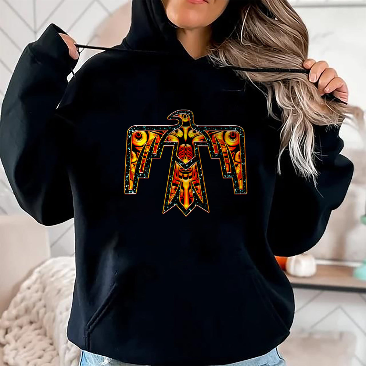 Native American T-Shirts, Vintage Native American Unisex T-Shirt/Hoodie/Sweatshirt HLT00 - Thunderbird Native American Symbol Power Eagle Falcon