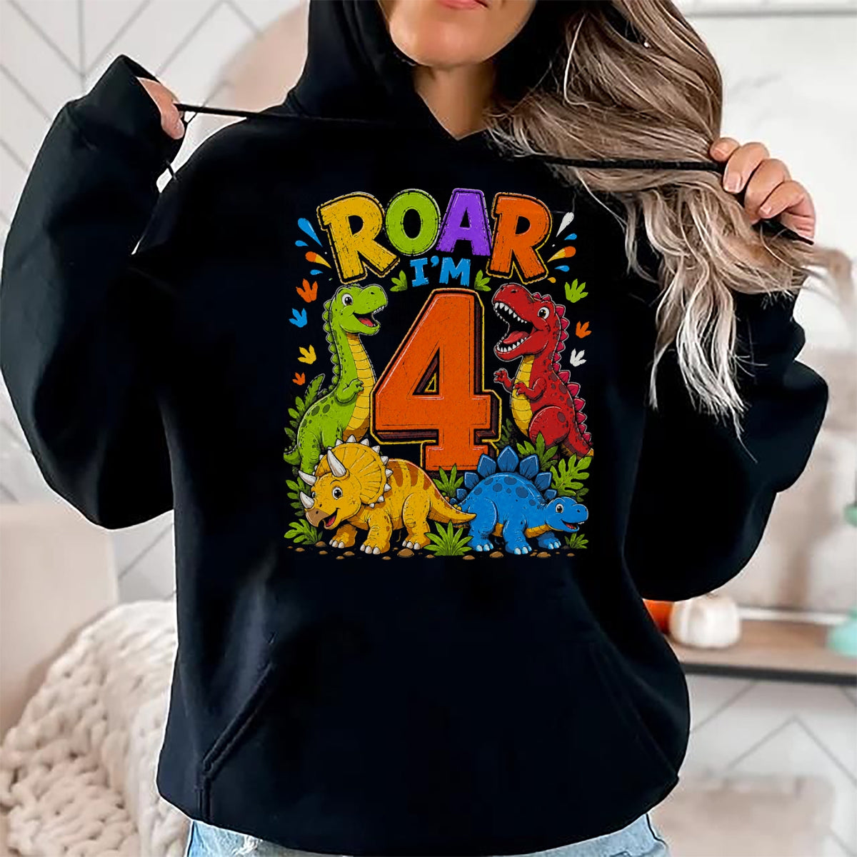 Best Dinosaur Lover Shirt, Funny Dinosaur UnisexT-Shirt/Hoodie/Sweatshirt HLT00 - Dinosaur 4th Four Roar I_m 4 Birthday 4 Year Old Boys Gifts T-Shirt