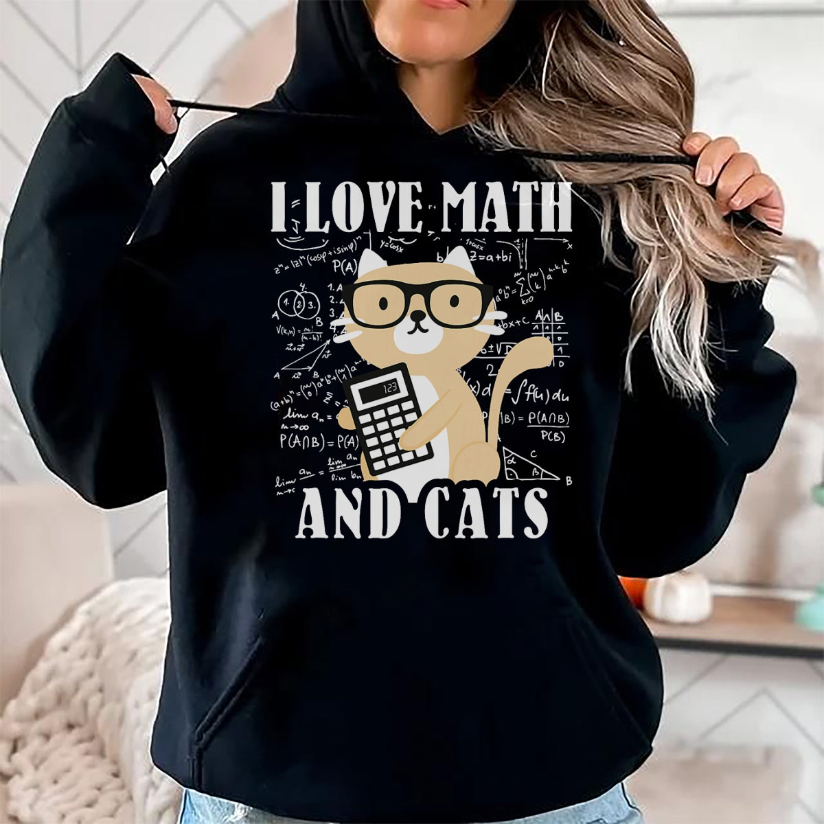Cat Love Shirt, Funny Cat Lover Gift UnisexT-Shirt/Hoodie/Sweatshirt HLT00 - Math Kitty Cat I Love Math and Cats Mathematics Math T-Shirt for Men Women Kids