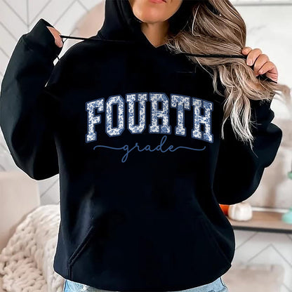 Best Teacher Shirt, Funny Teacher UnisexT-Shirt/Hoodie/Sweatshirt HLT00 - 4th Grade Back to School Fourth Grade Blue Toile Teacher Kid T-Shirt