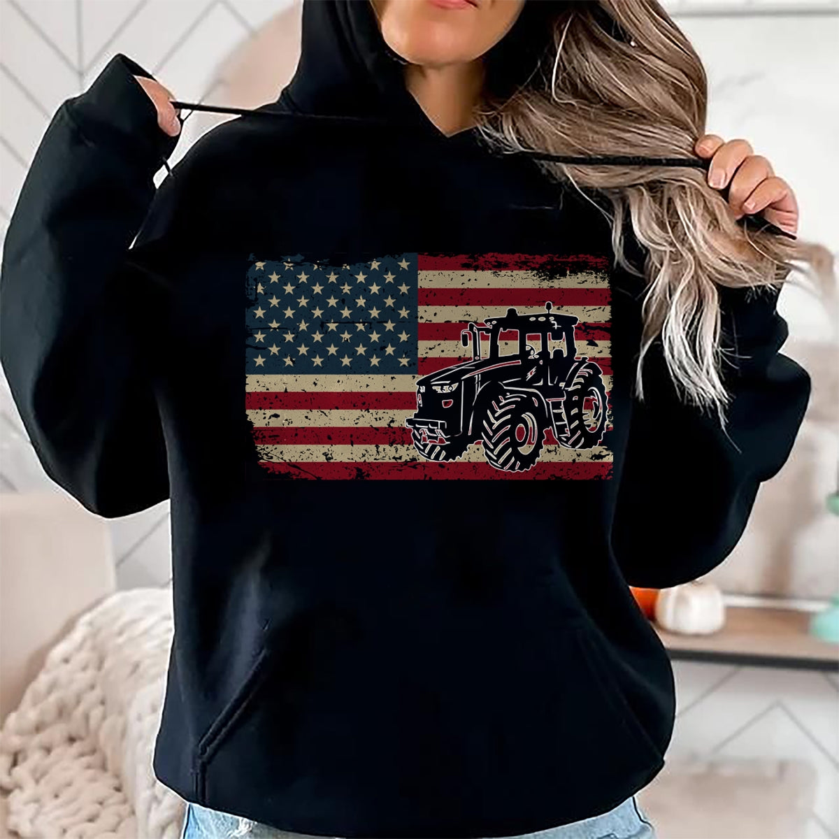 Best Farmer Life Shirt, Funny Farmer UnisexT-Shirt/Hoodie/Sweatshirt HLT00 - Farm Tractors USA Flag Patriotic Farming Gift Long Sleeve T-Shirt