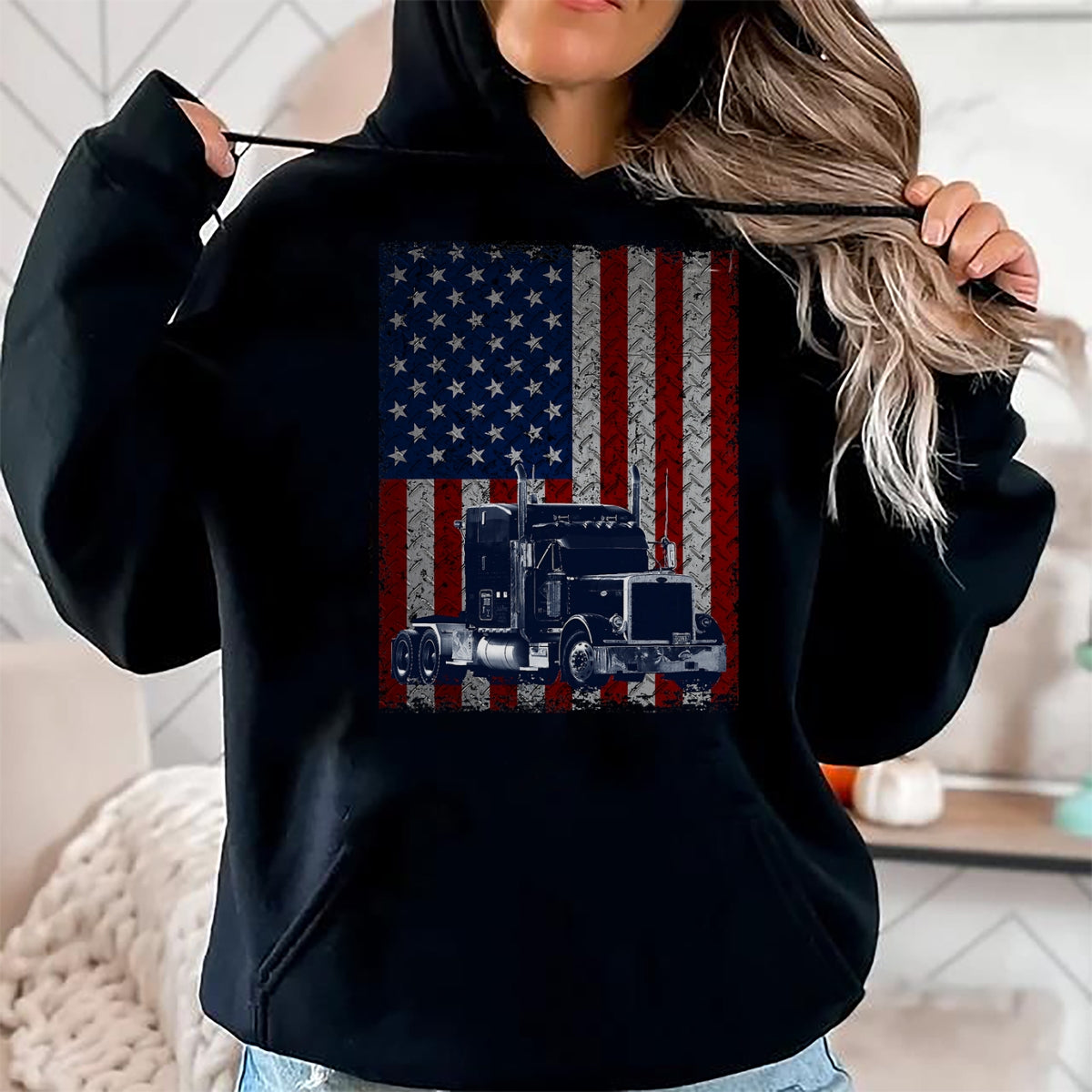 Best Truck Driver Life Shirt, Funny Trucker UnisexT-Shirt/Hoodie/Sweatshirt HLT00 - Truck Driver American Flag Patriotic Trucker T-Shirt