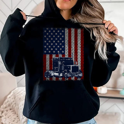 Best Truck Driver Life Shirt, Funny Trucker UnisexT-Shirt/Hoodie/Sweatshirt HLT00 - Truck Driver American Flag Patriotic Trucker T-Shirt