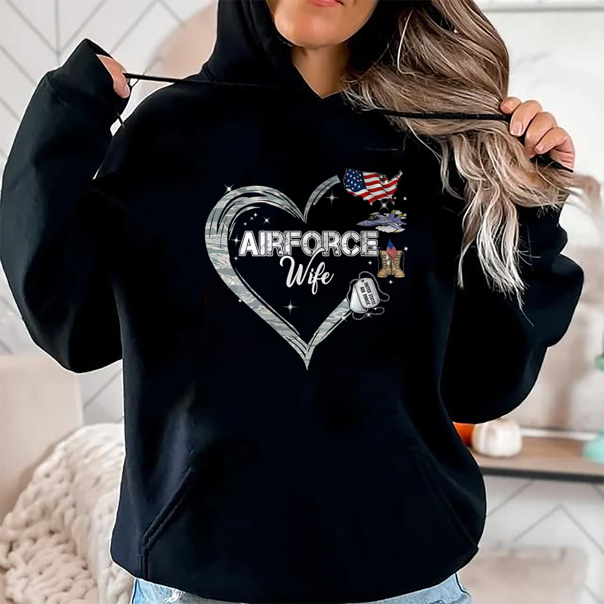 Best Wife Shirt, Wife and Husband Unisex T-Shirt/Hoodie/Sweatshirt HLT00 - Gift for wife T shirt, lucky wife   Proud Air Force Wife Air Force Graduation Wife USAF Wife T-Shirt