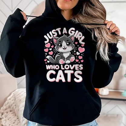 Cat Love Shirt, Funny Cat Lover Gift UnisexT-Shirt/Hoodie/Sweatshirt HLT00 - Just A Girl Who Loves Cats Cute Cat T-Shirt (1)