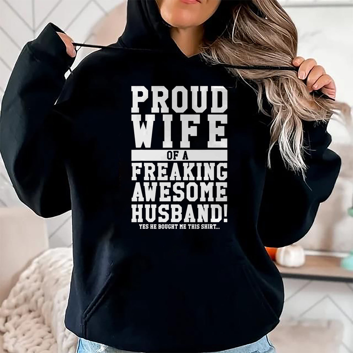 Best Wife Shirt, Wife and Husband Unisex T-Shirt/Hoodie/Sweatshirt HLT00 - Proud Wife Of A Freaking Awesome Husband! Gift T-Shirt (1)