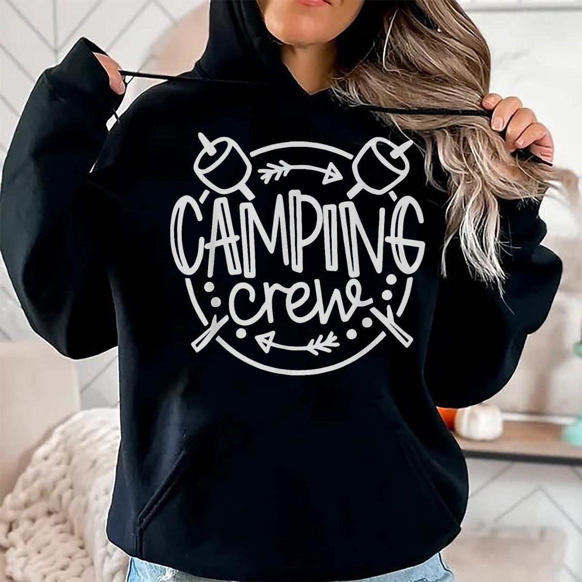 Funny Camping Shirt, Gift For Camping Lover Unisex T-Shirt/Hoodie/Sweatshirt HLT00 - Camping Matching Shirts for Family Camper Group Camping Crew T-Shirt, Women, Black, X-Large
