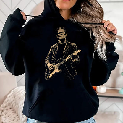 Guitar Lover Shirt, Funny Guitar UnisexT-Shirt/Hoodie/Sweatshirt HLT00 - Vintage Frankenstein Playing Guitar Halloween Frankenstein T-Shirt