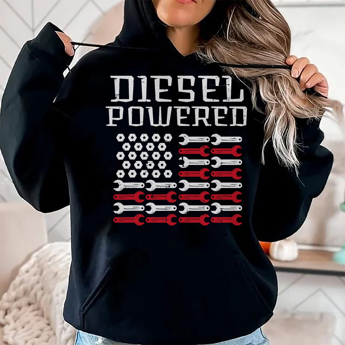 Best Mechanic Life Shirt, Funny Mechanic UnisexT-Shirt/Hoodie/Sweatshirt HLT00 - Diesel Powered US Flag Auto Mechanic Patriot Men Women Kids T-Shirt
