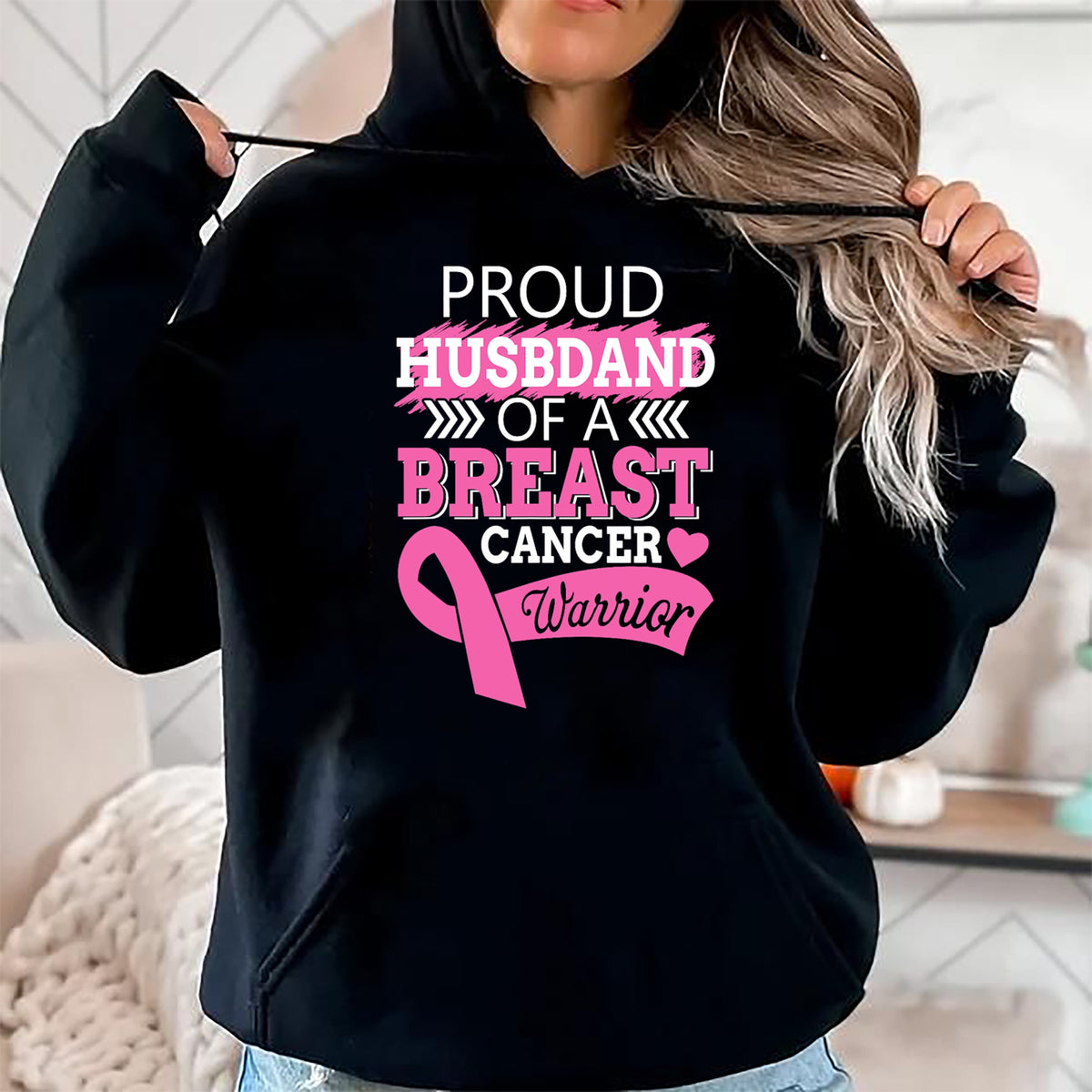 Best Wife Shirt, Wife and Husband Unisex T-Shirt/Hoodie/Sweatshirt HLT00 - Gift for wife T shirt, lucky wife   Proud Husband Of A Breast Cancer Warrior Support For My Wife T-S