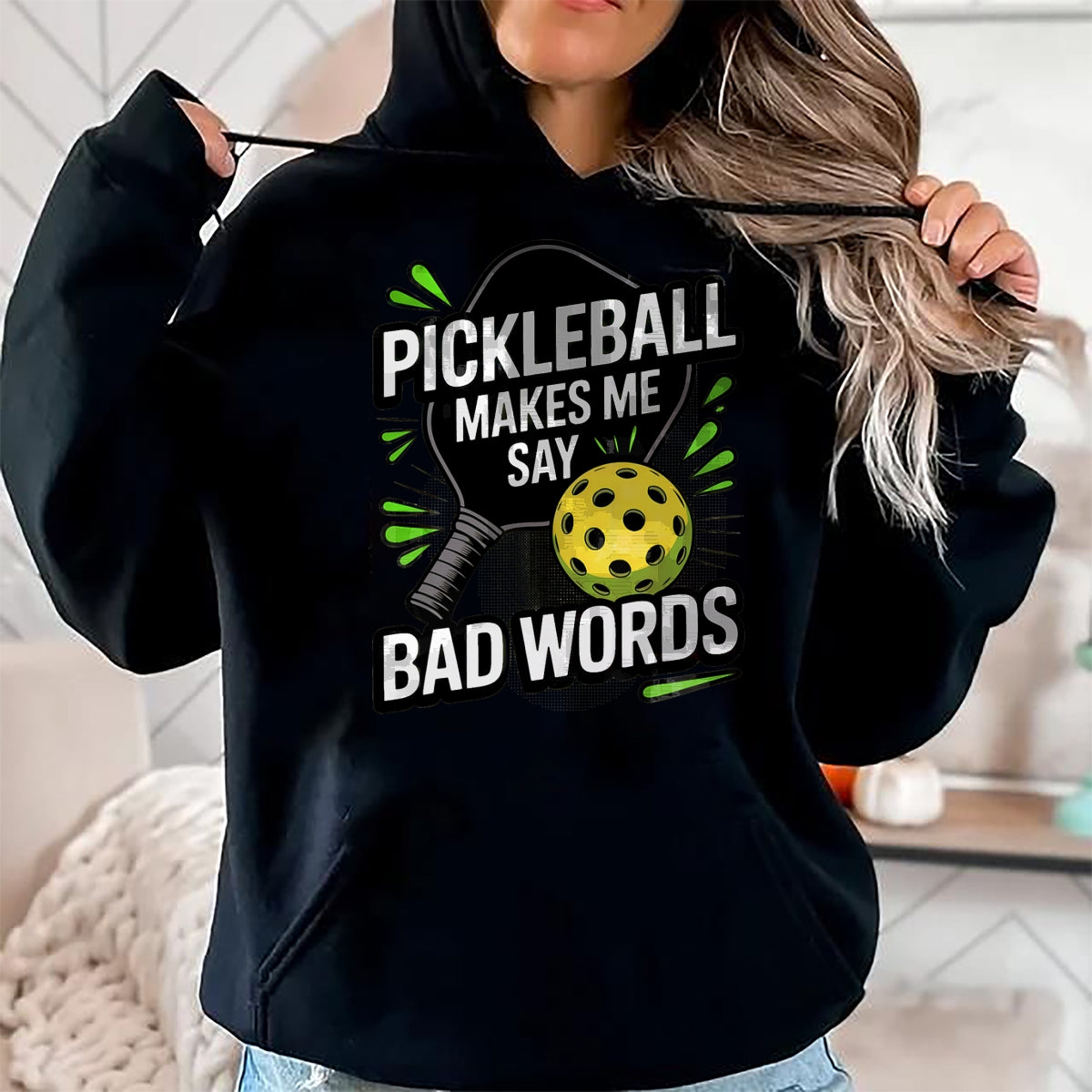 Funny Pickleball Shirt, Pickleball Lover Unisex T-Shirt/Hoodie/Sweatshirt HLT00 - Funny Pickleball Makes Me Say Bad Words Men Women Player T-Shirt