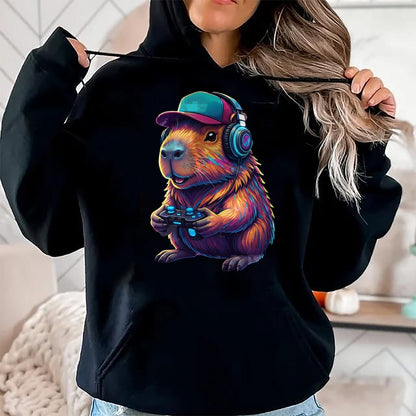 Cute Capybara Shirt, Funny Capybara Unisex T-Shirt/Hoodie/Sweatshirt HLT00 - Funny Capybara Gamer Gaming Video Games Capybara T-Shirt