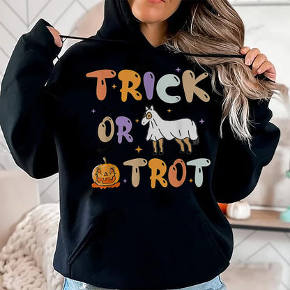 Best Horse Lover Shirt , Funny Horse UnisexT-Shirt/Hoodie/Sweatshirt HLT00 - Trick Or Trot Halloween Pumpkin Ghost Horse T-Shirt