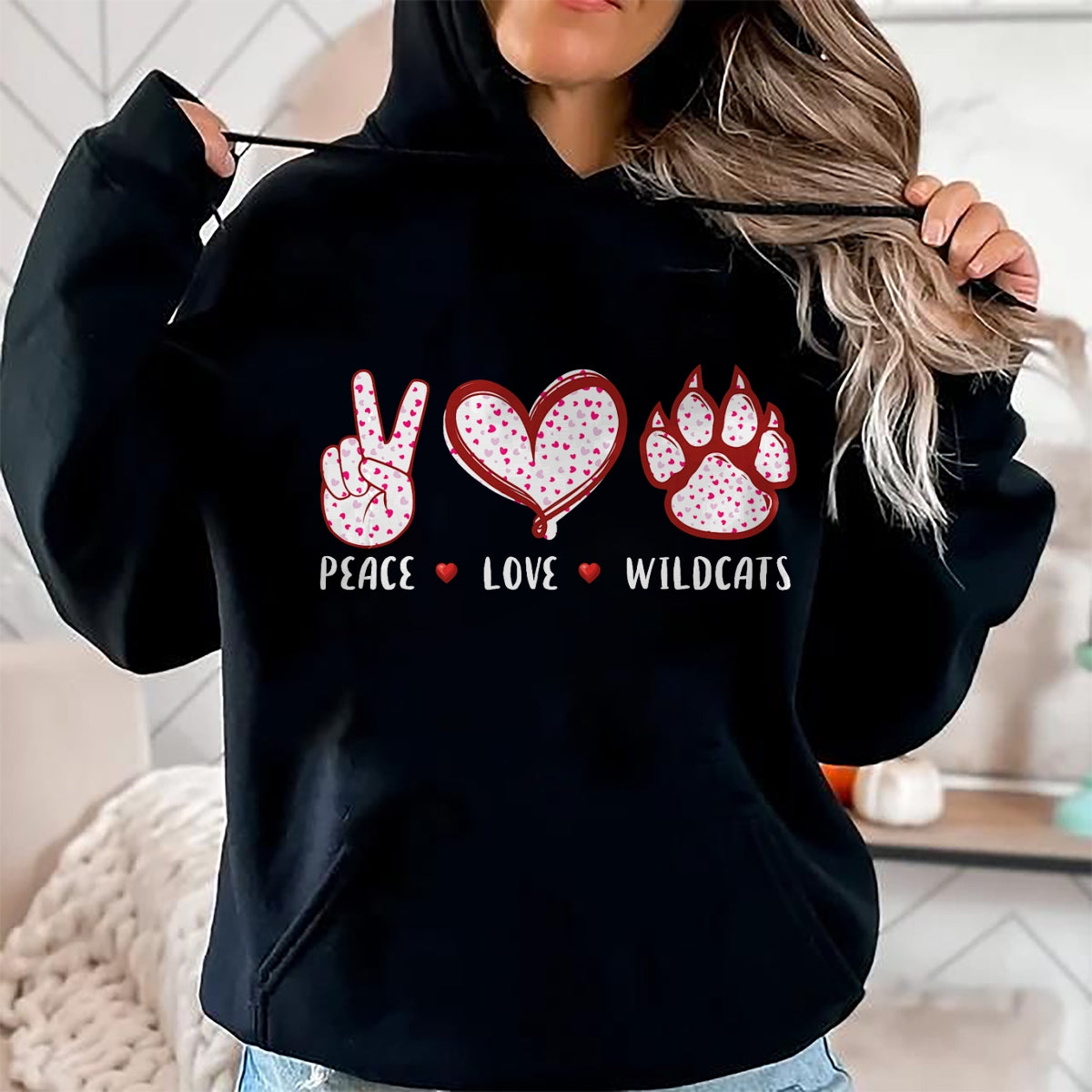 Cat Love Shirt, Funny Cat Lover Gift UnisexT-Shirt/Hoodie/Sweatshirt HLT00 - Peace Love Wildcats Gifts Men Women Kids Boys Girls Wild cat T-Shirt