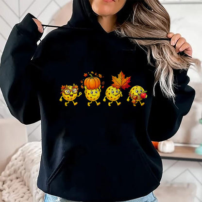 Funny Pickleball Shirt, Pickleball Lover Unisex T-Shirt/Hoodie/Sweatshirt HLT00 - Autumn Pumpkin Fall Pickleball Thanksgiving Womens Mens Kids T-Shirt
