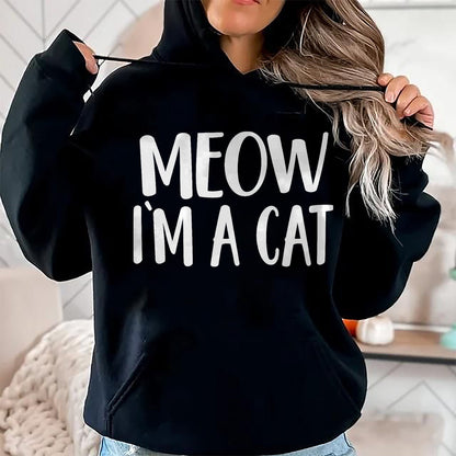 Cat Love Shirt, Funny Cat Lover Gift UnisexT-Shirt/Hoodie/Sweatshirt HLT00 - Meow I_m A Cat - Halloween Costume T-Shirt, Men, Black, Large