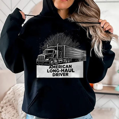 Best Truck Driver Life Shirt, Funny Trucker UnisexT-Shirt/Hoodie/Sweatshirt HLT00 - American Long-Haul Driver Patriotic Semi Truck Driver T-Shirt, Men, Heather Blue, Large