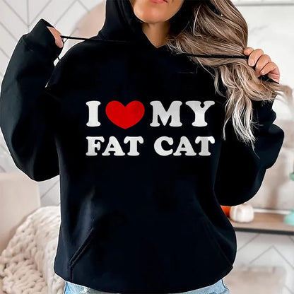 Cat Love Shirt, Funny Cat Lover Gift UnisexT-Shirt/Hoodie/Sweatshirt HLT00 - I Love My Fat Cat, I Heart My Fat Cat T-Shirt, Youth, Black, Medium (1)
