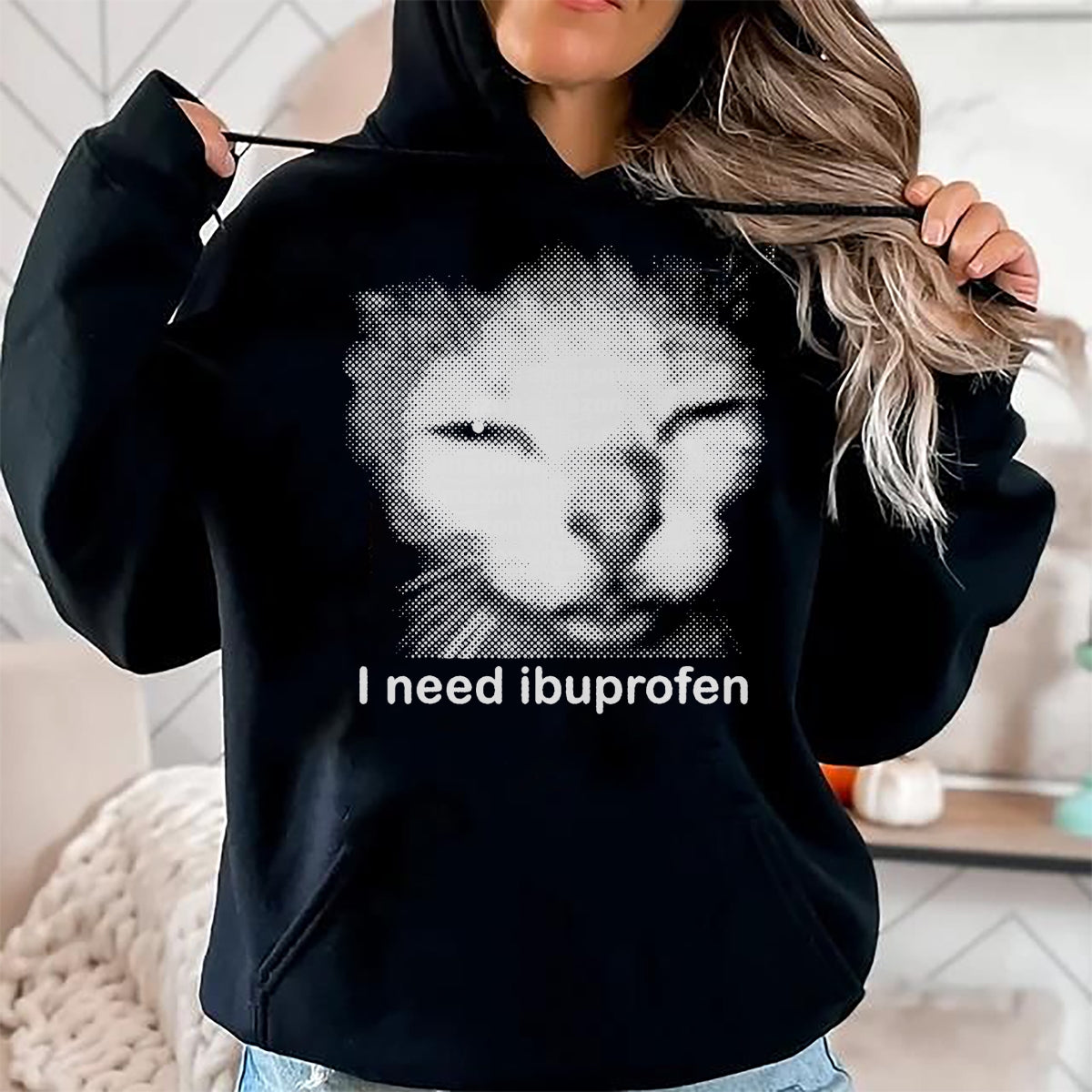 Cat Love Shirt, Funny Cat Lover Gift UnisexT-Shirt/Hoodie/Sweatshirt HLT00 - I Need Ibuprofen Funny Vintage Graphic Cat Meme T-Shirt