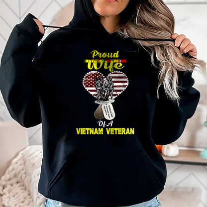 Best Wife Shirt, Wife and Husband Unisex T-Shirt/Hoodie/Sweatshirt HLT00 - Gift for wife T shirt, lucky wife   Proud Wife Of A Vietnam Veteran T shirt