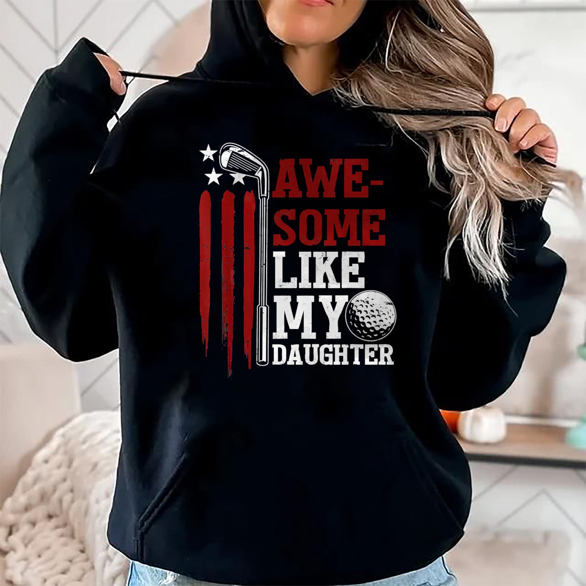 Best Wife Shirt, Wife and Husband Unisex T-Shirt/Hoodie/Sweatshirt HLT00 - Awesome Like My Daughter Golfer Golf Dad Husband Fathers Day T-Shirt