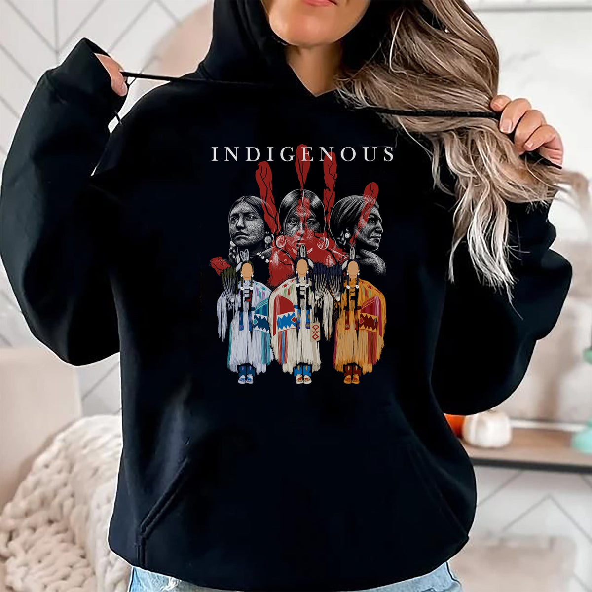 Native American T-Shirts, Vintage Native American Unisex T-Shirt/Hoodie/Sweatshirt HLT00 - Native American Indigenous Red Hand Indian Blood Themed