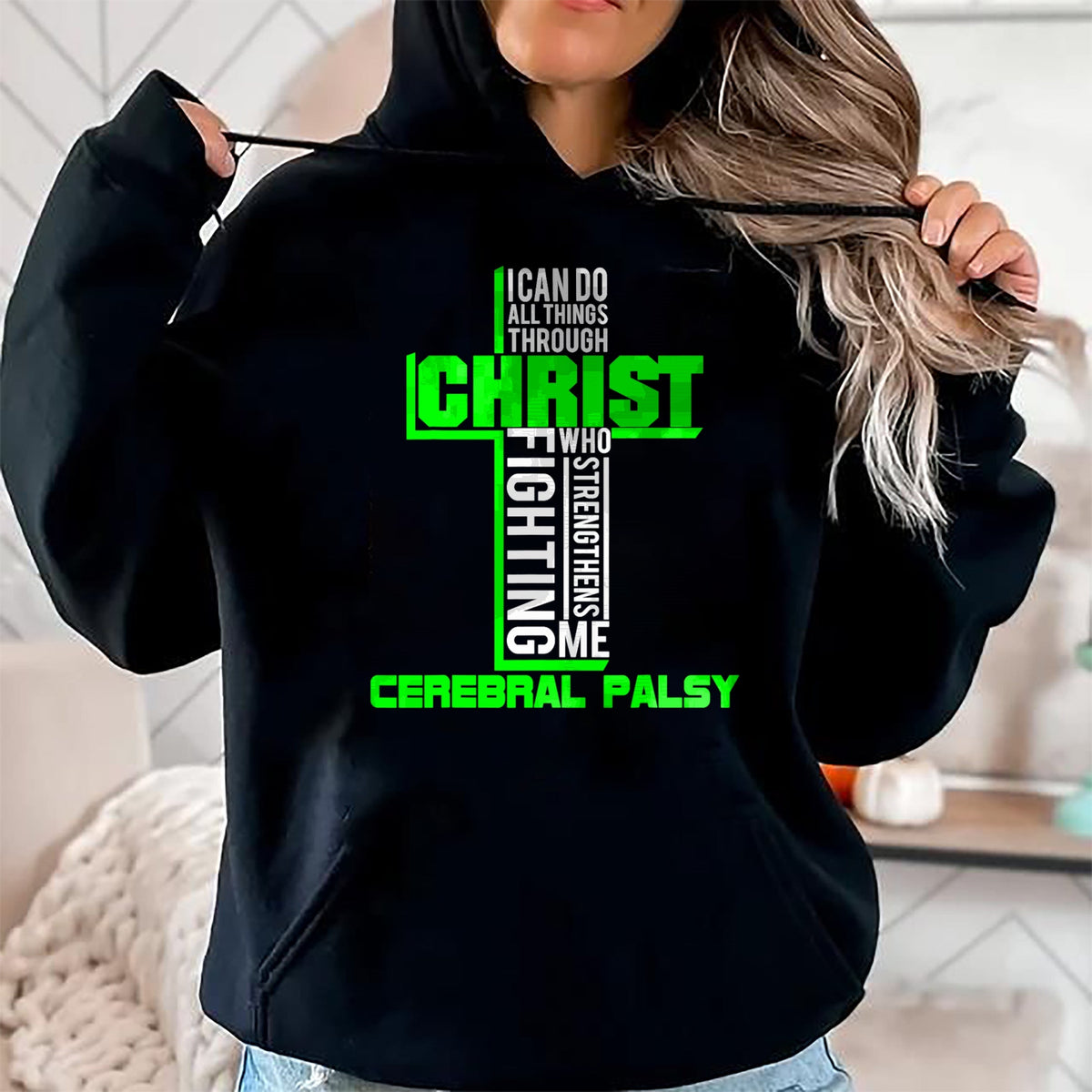 Christian Tee, Christian Faith Unisex T-Shirt/Hoodie/Sweatshirt HLT00 -  All Through Christ Cerebral Palsy Warrior Awareness shirt T-Shirt