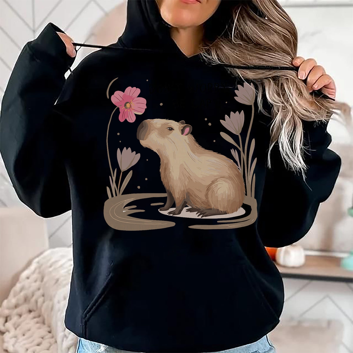 Cute Capybara Shirt, Funny Capybara Unisex T-Shirt/Hoodie/Sweatshirt HLT00 - Cute Dont Worry Be Capy Capybara Girls Boys Kids Youth Women T-Shirt