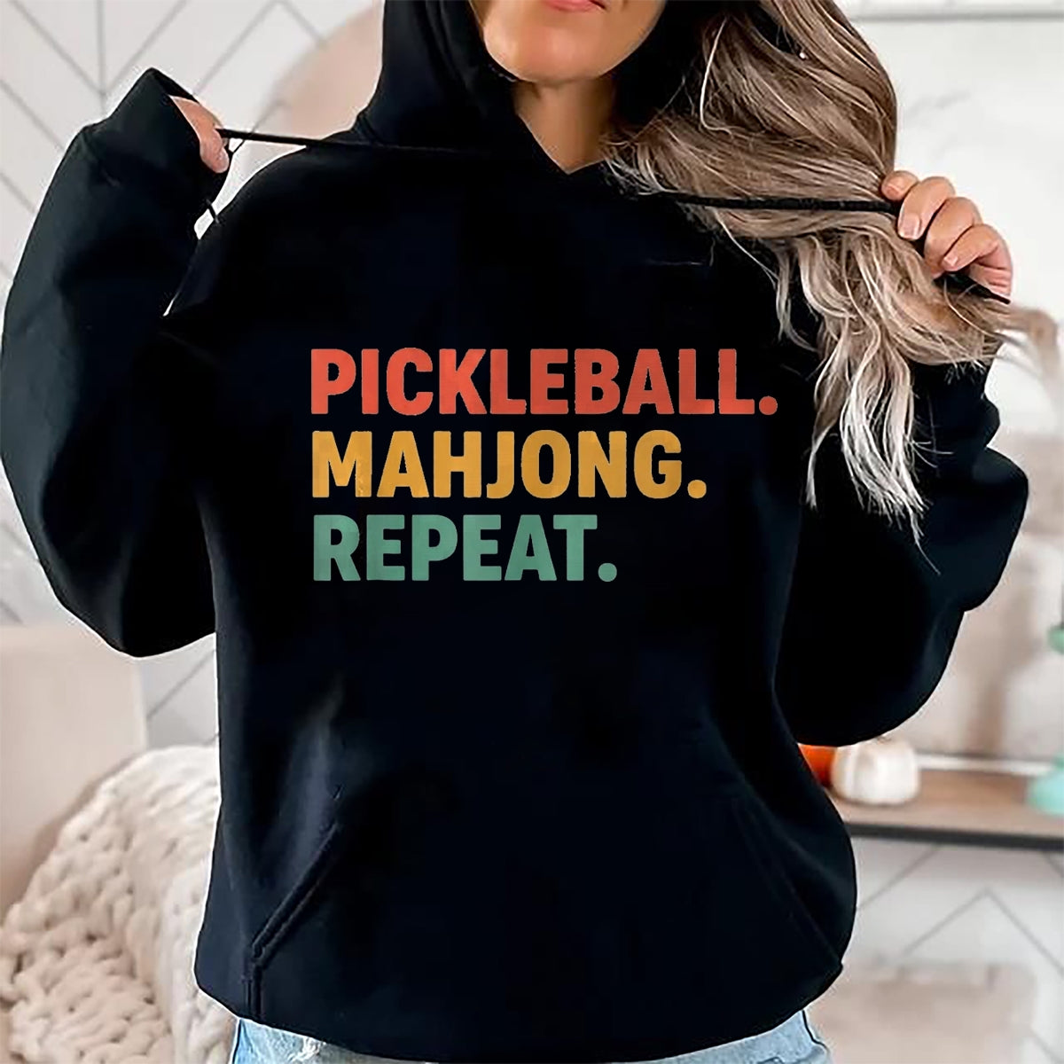 Funny Pickleball Shirt, Pickleball Lover Unisex T-Shirt/Hoodie/Sweatshirt HLT00 - Pickleball Mahjong Repeat Funny Sports Slogan Active Hobby T-Shirt, Women, Kelly Green, Large