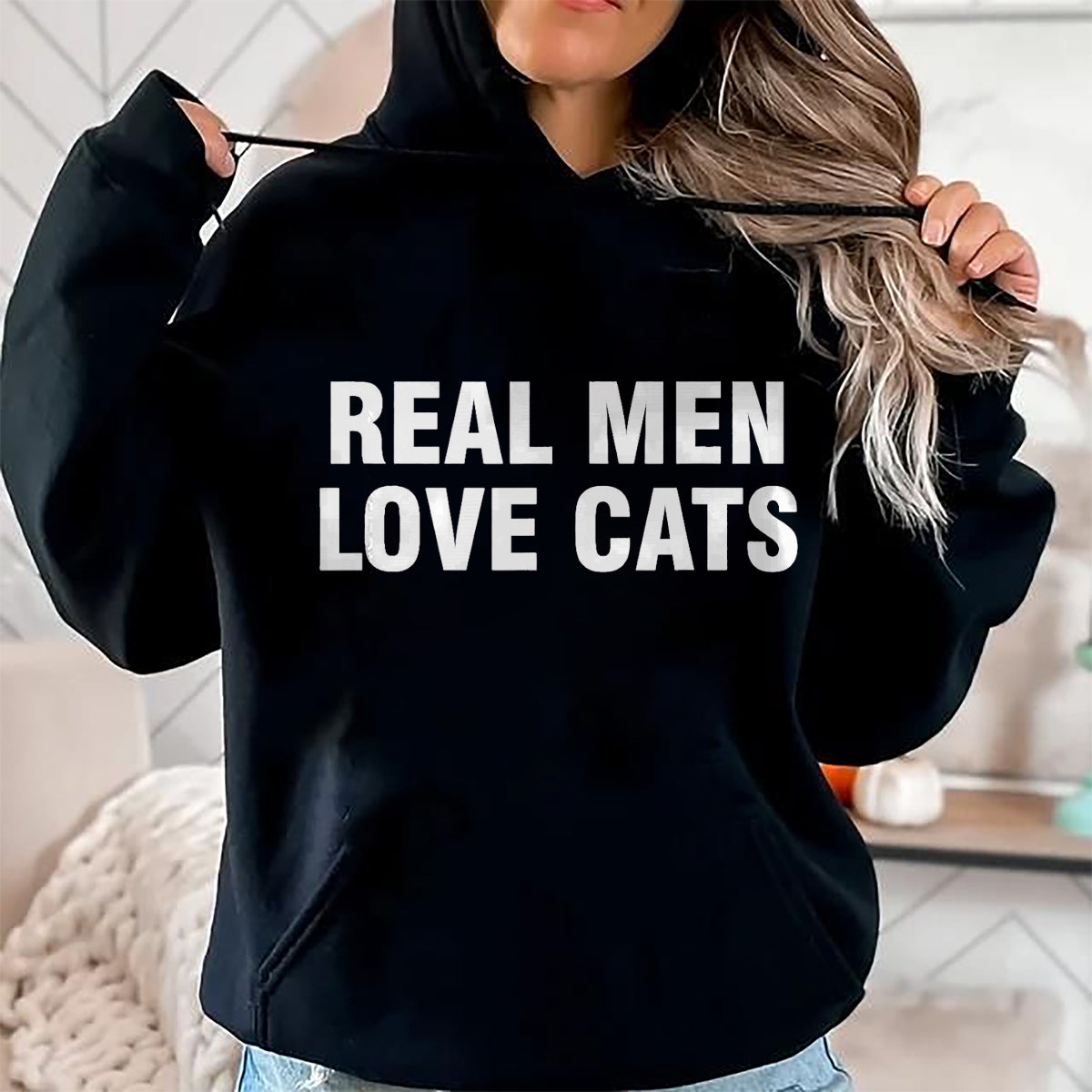 Cat Love Shirt, Funny Cat Lover Gift UnisexT-Shirt/Hoodie/Sweatshirt HLT00 - Real Men Love Cats T-Shirt, Men, Black, 3X-Large