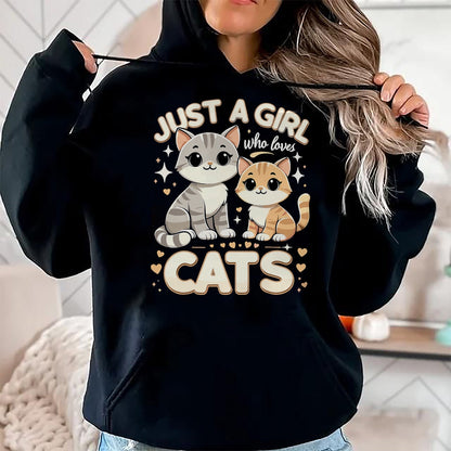 Cat Love Shirt, Funny Cat Lover Gift UnisexT-Shirt/Hoodie/Sweatshirt HLT00 - Cute Cat Just A Girl Who Loves Cats T-Shirt