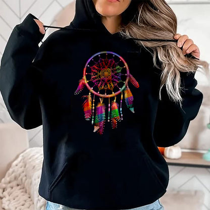 Native American T-Shirts, Vintage Native American Unisex T-Shirt/Hoodie/Sweatshirt HLT00 - Colorful Dreamcatcher Feathers Tribal Native American Indian