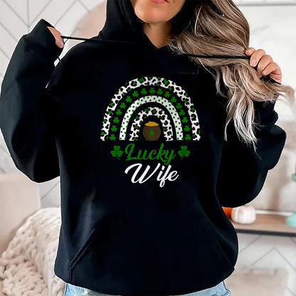 Best Wife Shirt, Wife and Husband Unisex T-Shirt/Hoodie/Sweatshirt HLT00 - Gift for wife T shirt, lucky wife   Lucky Wife Rainbow St Patricks Day Lucky Wife Long Sleeve T-Shir (1)