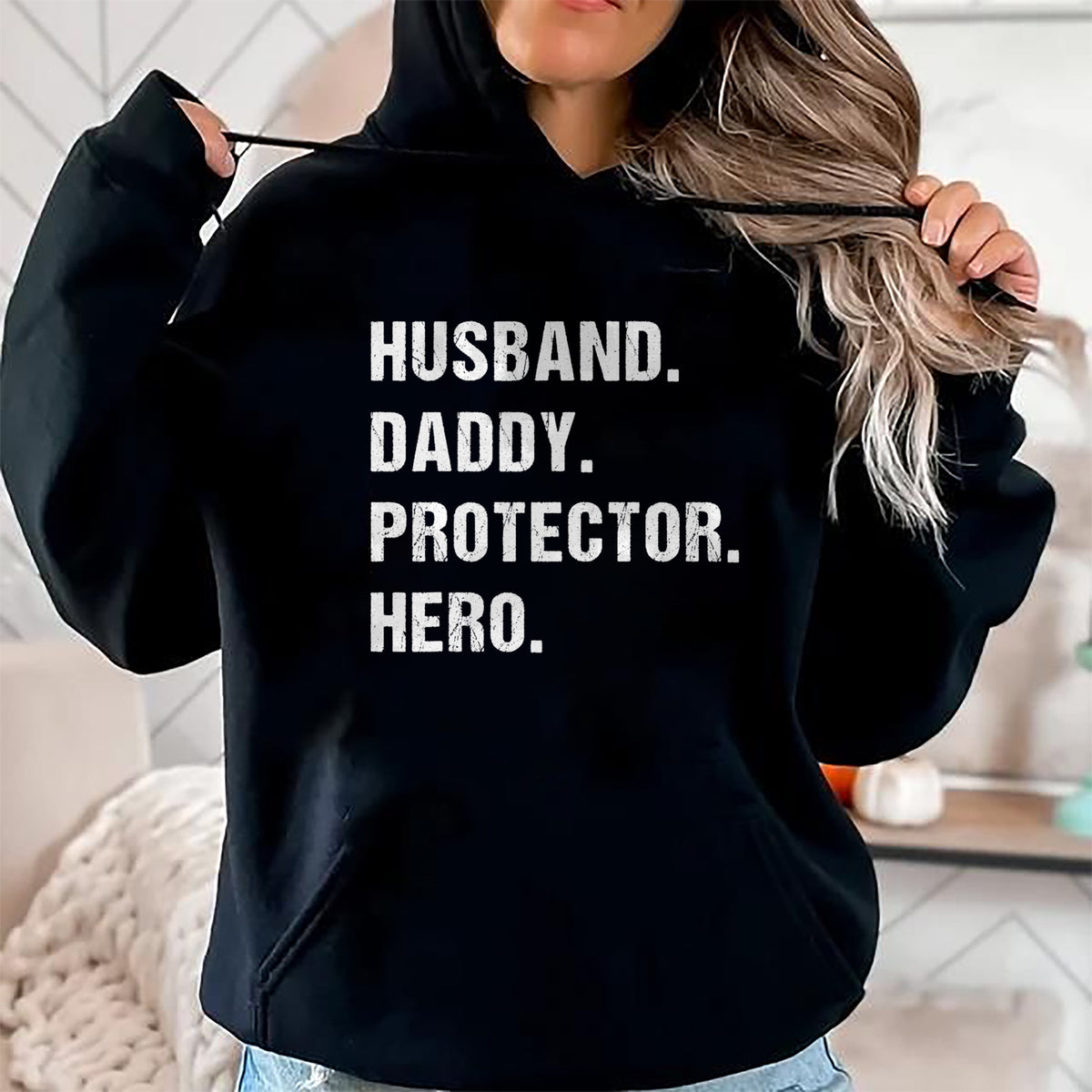 Best Wife Shirt, Wife and Husband Unisex T-Shirt/Hoodie/Sweatshirt HLT00 - Husband Daddy Protector Hero Fathers Day Gift For Dad Wife T-Shirt