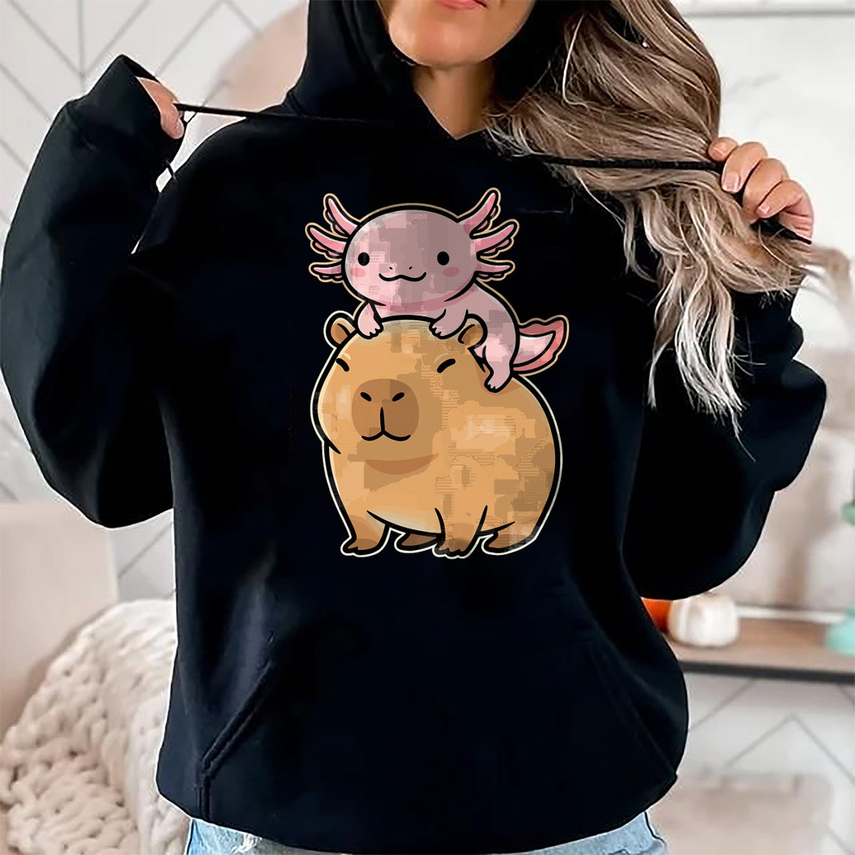 Cute Capybara Shirt, Funny Capybara Unisex T-Shirt/Hoodie/Sweatshirt HLT00 - Capybara Axolotl Kawaii Animal T-Shirt