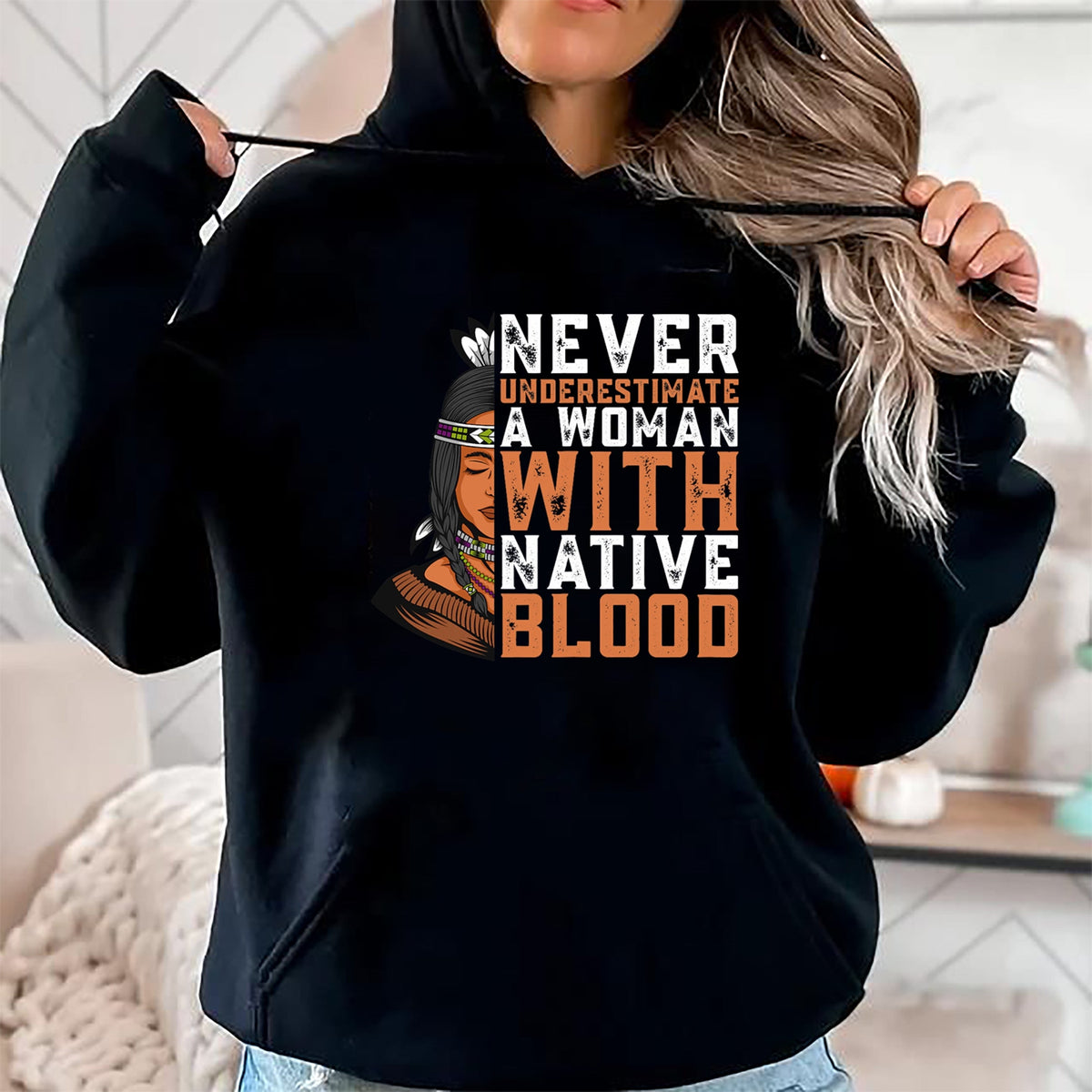 Native American T-Shirts, Vintage Native American Unisex T-Shirt/Hoodie/Sweatshirt HLT00 - Indian A Woman With Native Blood Native American