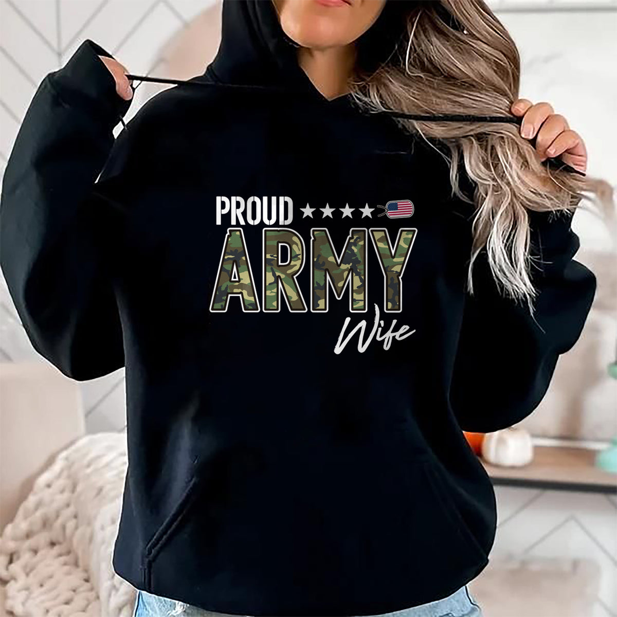 Best Wife Shirt, Wife and Husband Unisex T-Shirt/Hoodie/Sweatshirt HLT00 - Gift for wife T shirt, lucky wife   OCP Proud Army Wife Pullover Hoodie