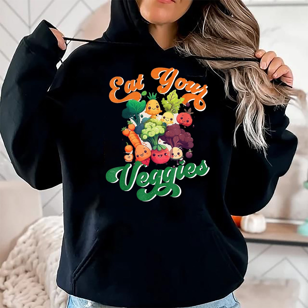 Best Farmer Life Shirt, Funny Farmer UnisexT-Shirt/Hoodie/Sweatshirt HLT00 - Eat Your Cute Veggies Kawaii Toddler Vegan Farmer Vegetable T-Shirt, Youth, White, Small
