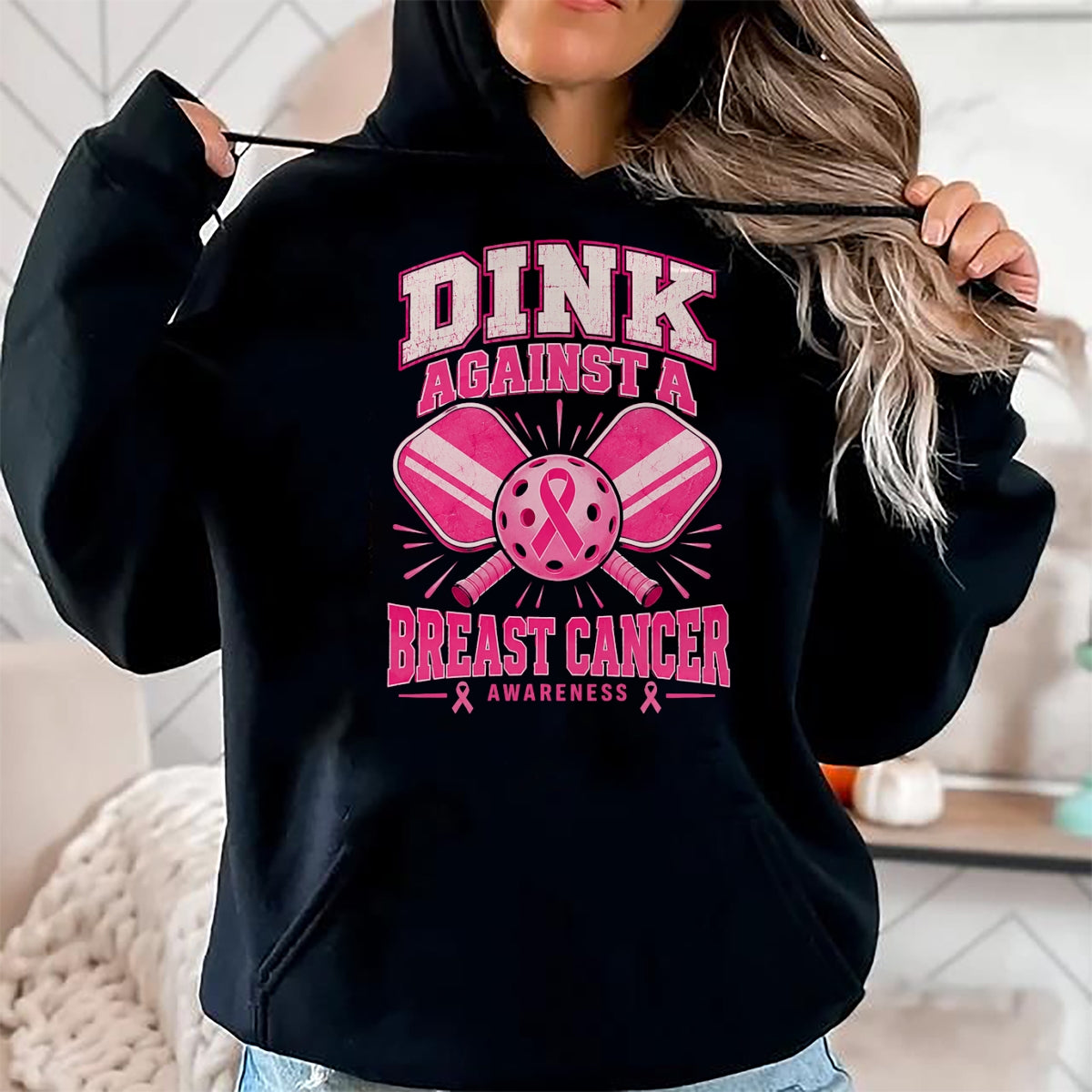Funny Pickleball Shirt, Pickleball Lover Unisex T-Shirt/Hoodie/Sweatshirt HLT00 - Dink Against Breast Cancer Pickleball Awareness Supporter T-Shirt